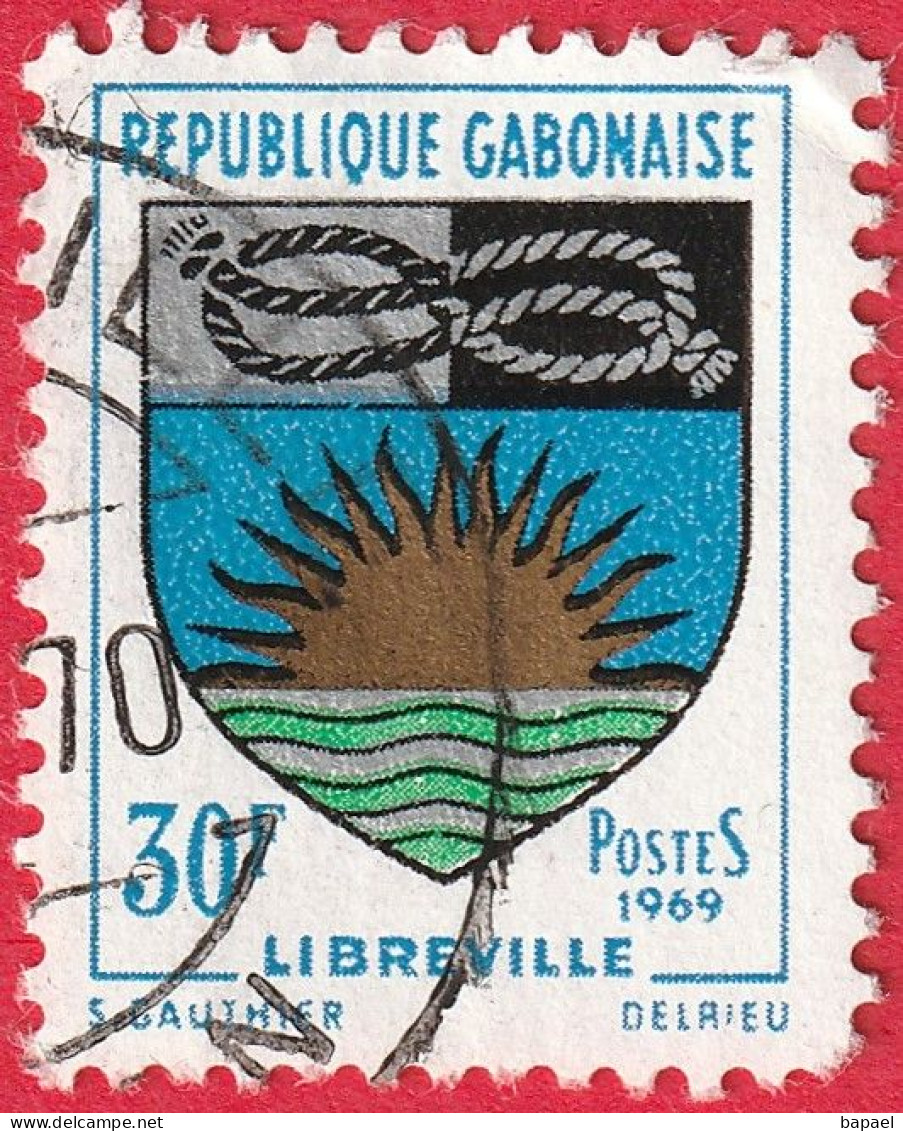 N° Yvert & Tellier 254  (République Gabonnaise) (1969) (Oblitéré) - Armoirie Des Villes ''Libreville'' - Gabun (1960-...)