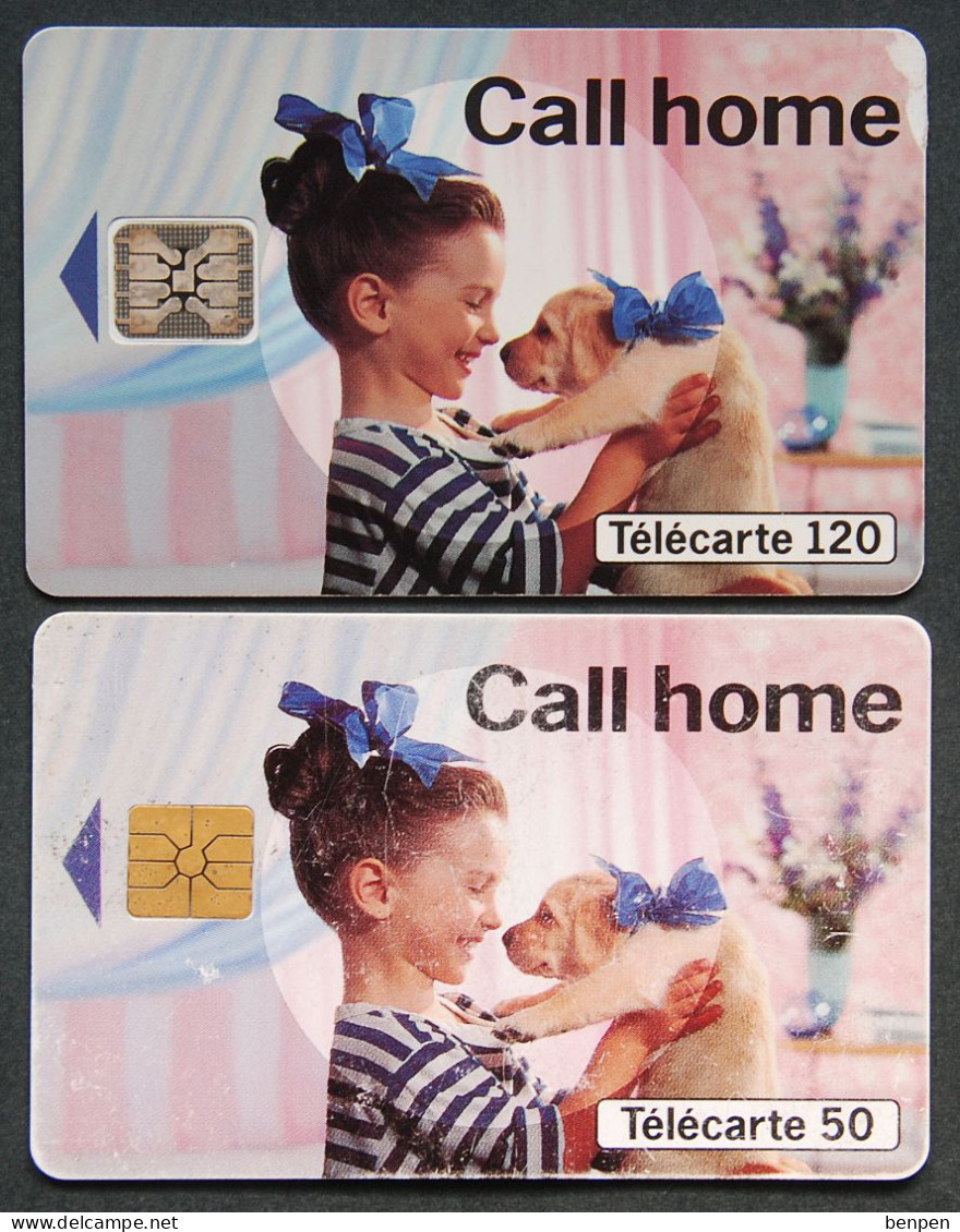 Télécartes Call Home 1993 Fillette Et Chien Indicatifs Nationaux 120U 50U Régie T - Unclassified