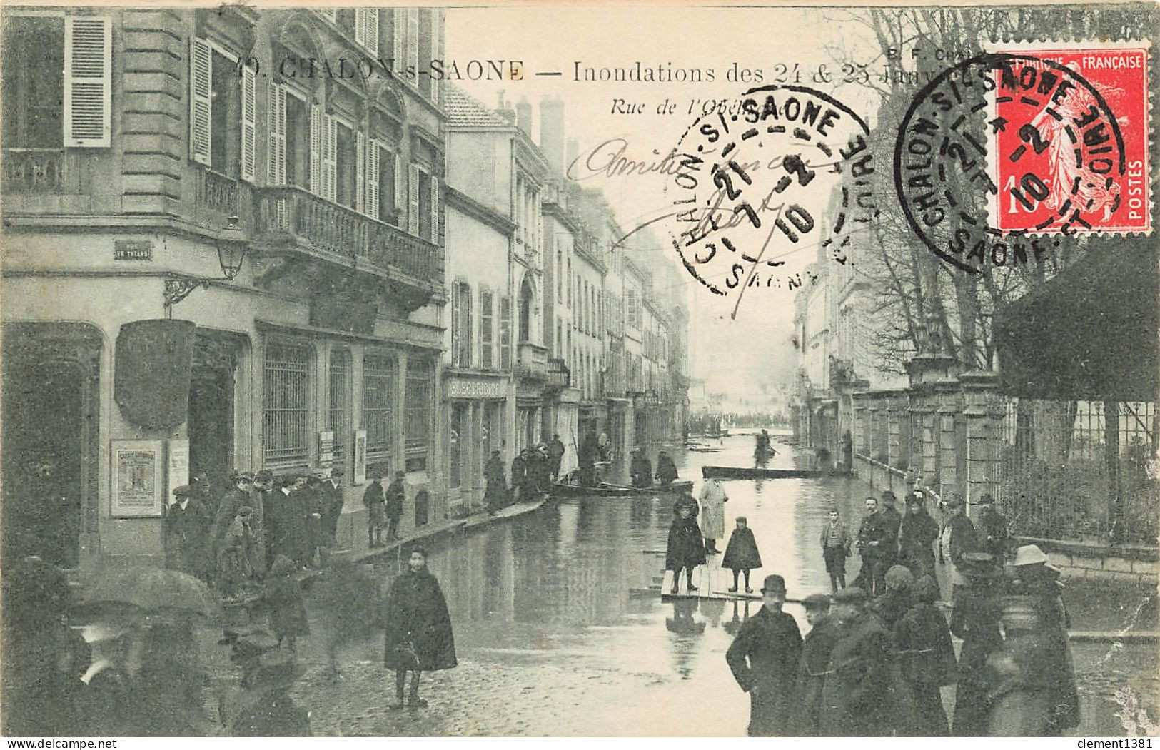 Chalon Sur Saone Inondations Des 24 Et 25 Janvier 1910 Rue De L'obelisque - Chalon Sur Saone