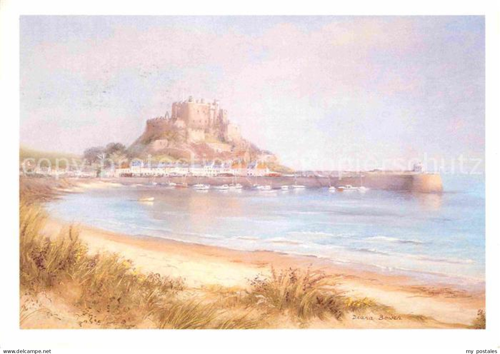 72765502 Jersey Kanalinsel Gorey Castle Kuenstlerkarte By Diana Bowen  - Andere & Zonder Classificatie