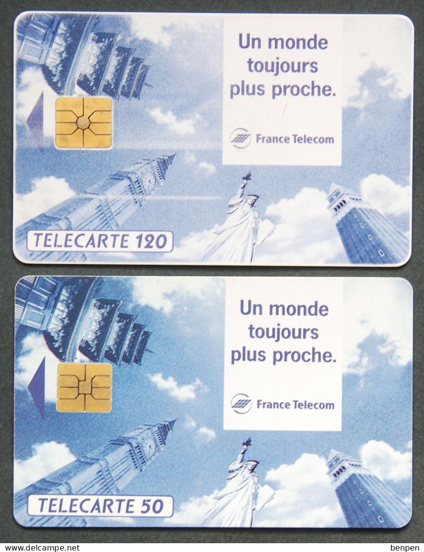 Télécartes Un Monde Toujours Plus Proche 1993 Statut Liberté NYC Big Ben Londres 120U 50U France Télécom - Ohne Zuordnung