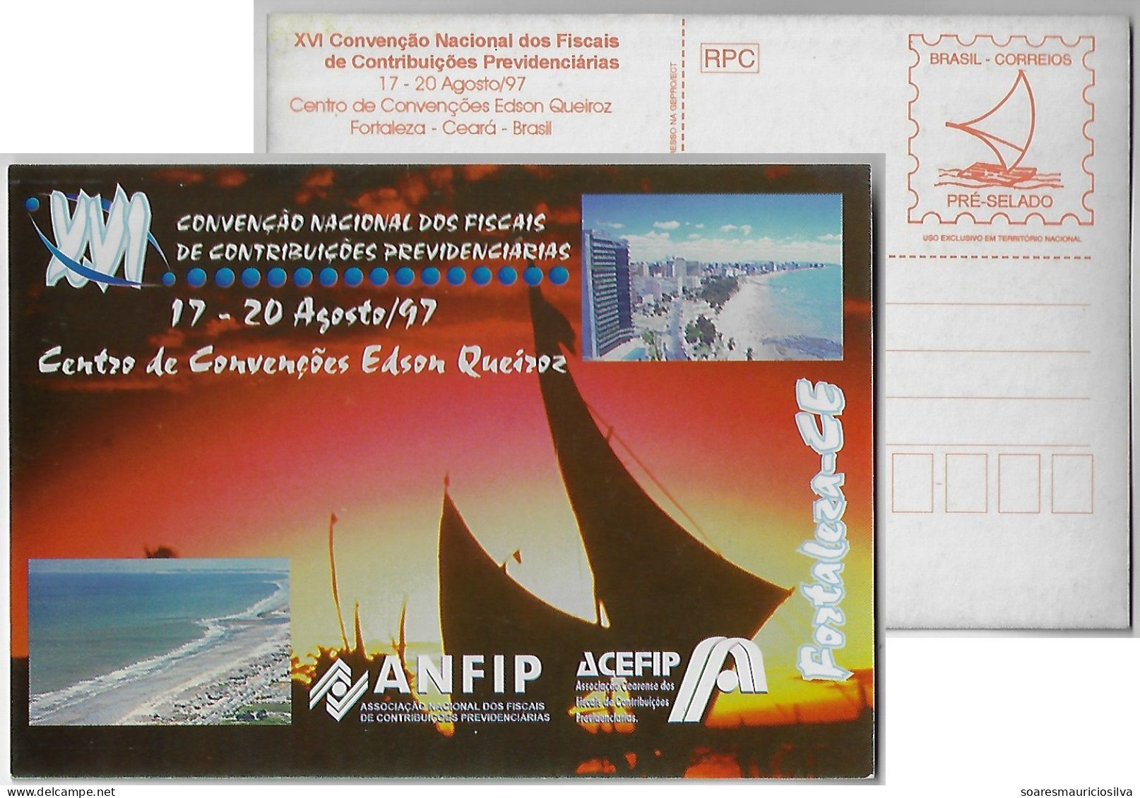 Brazil 1997 Postal Stationery Card National Convention Of Social Security Contribution Inspectors In Fortaleza Unused - Postwaardestukken