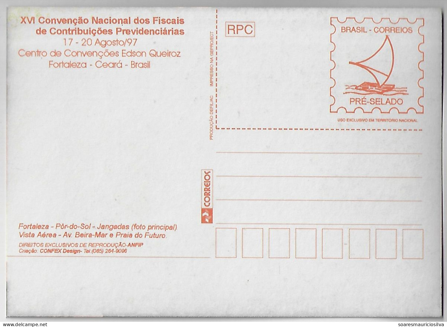 Brazil 1997 Postal Stationery Card National Convention Of Social Security Contribution Inspectors In Fortaleza Unused - Postwaardestukken