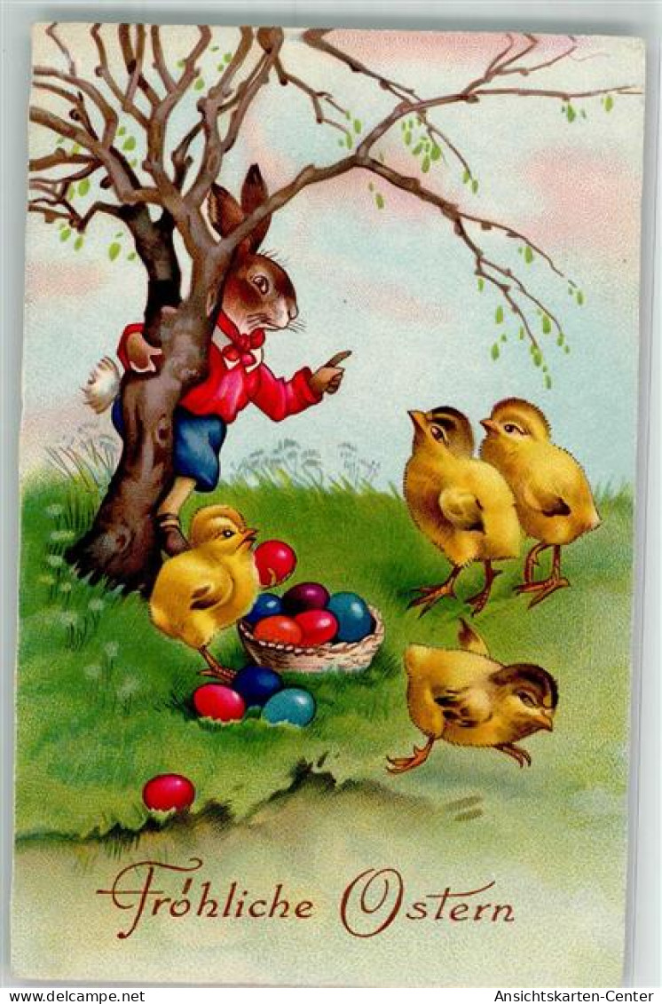 39689909 - Hase Vermenschlicht Kueken Sammeln Eier Verlag Amag 2652 - Easter