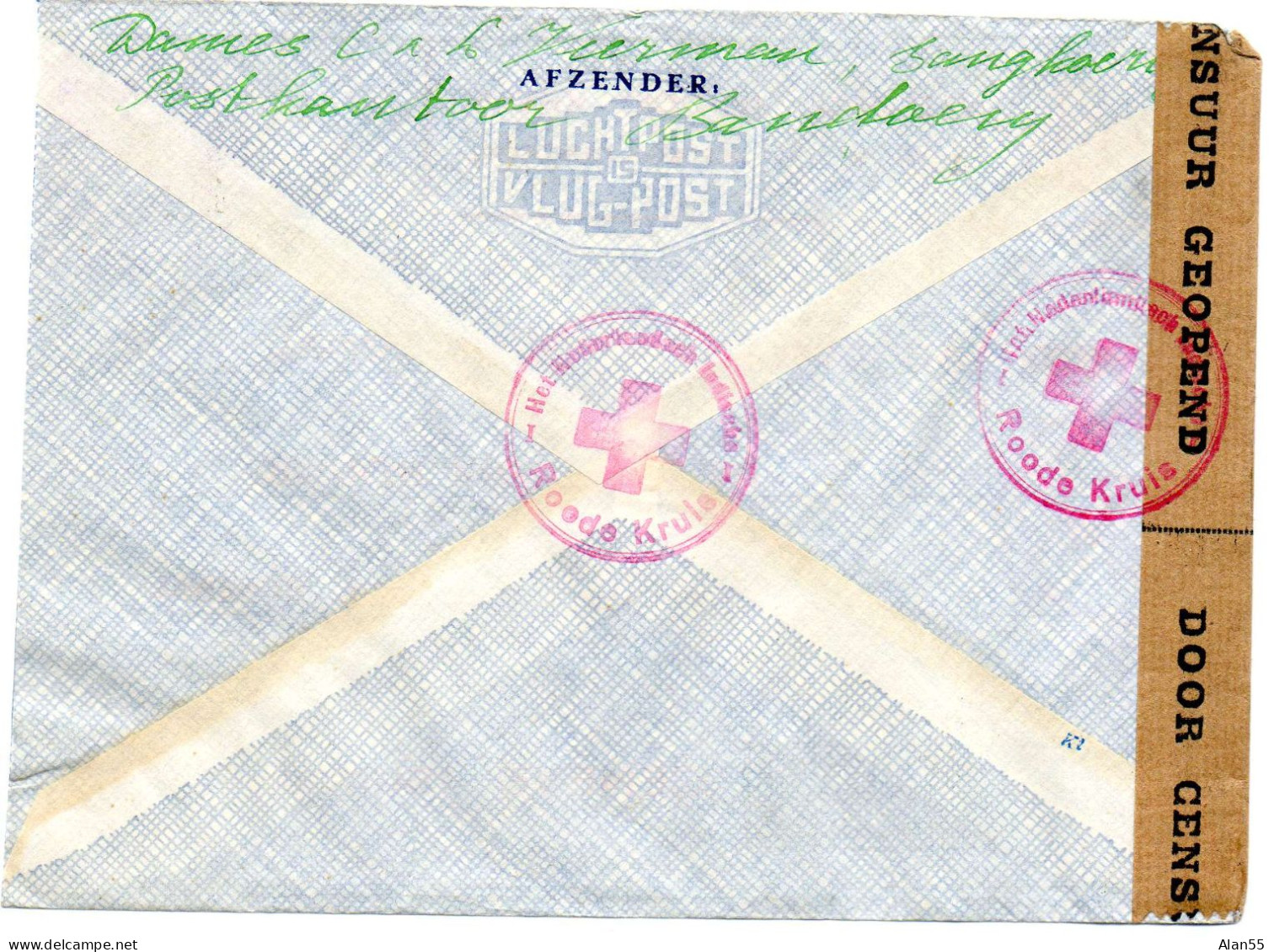 INDES NEERLANDAISES.1940. ROODE KRUIS BATAVIA.  POUR C.I.C.R. GENEVE (SUISSE).   CENSURE. - Nederlands-Indië