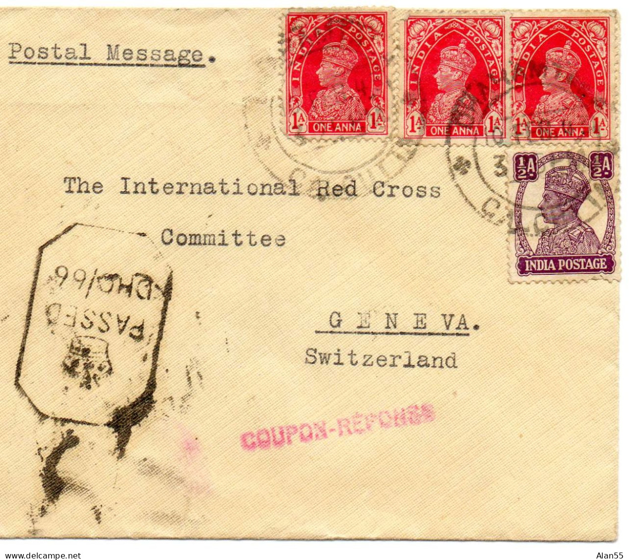 INDE-BENGAL 194. COMITE INTERNATIONAL CROIX-ROUGE GENEVE (SUISSE).CENSURE. - Other & Unclassified