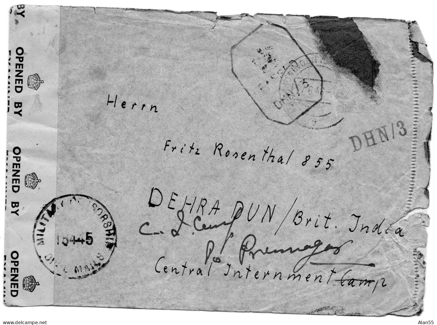 ALLEMAGNE.1948.INTERNE CIVIL ALLEMAND AU CAMP DEHRADUN INDIA. CENSURES ALLEMANDE ET BRITANNIQUE - Lettres & Documents