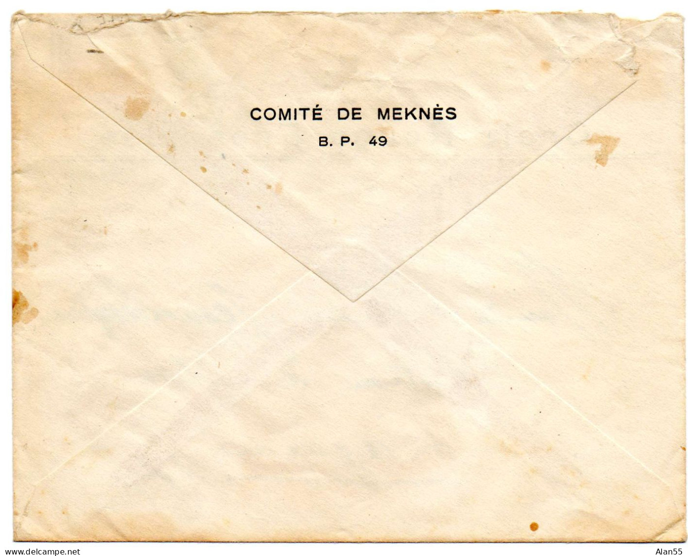 ALGERIE. 1946. CROIX-ROUGE FRANCAISE. COMITE DE MEKNES. - Cartas & Documentos