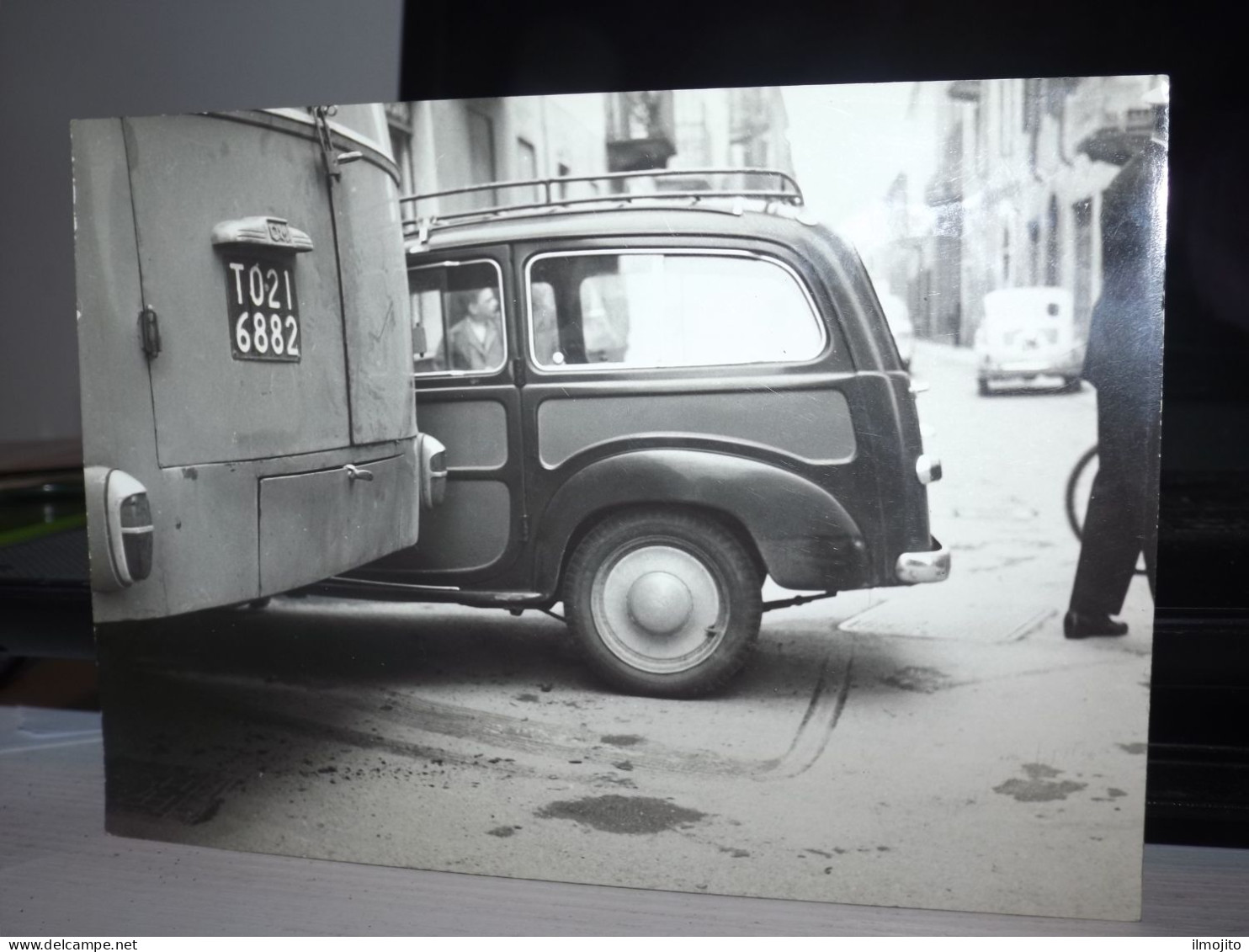 PHOTO FOTOGRAFIA N 2 INCIDENTE FIAT GIARDINETTA TOPOLINO BELVEDERE ? SERVIZIO VESPA MACELLERIA ALESSANDRIA ? - Automobiles