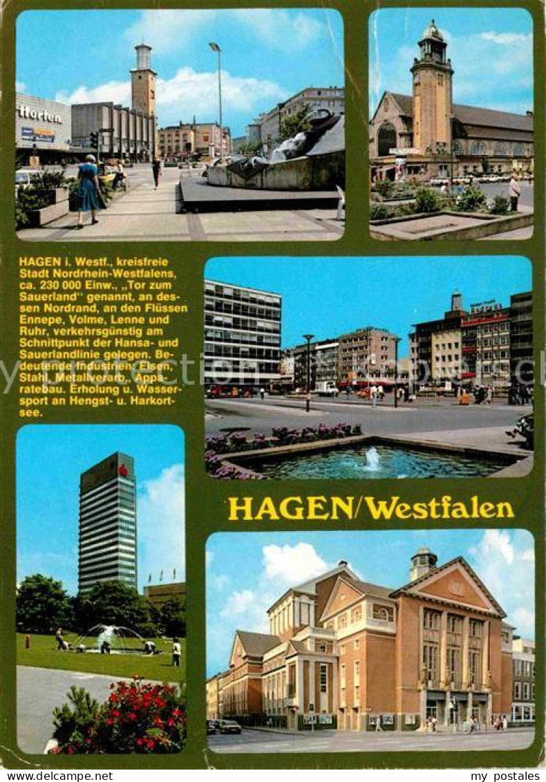 72764426 Hagen Westfalen Sparkassenhochhaus Brunnen Bahnhof Horten Hagen - Hagen