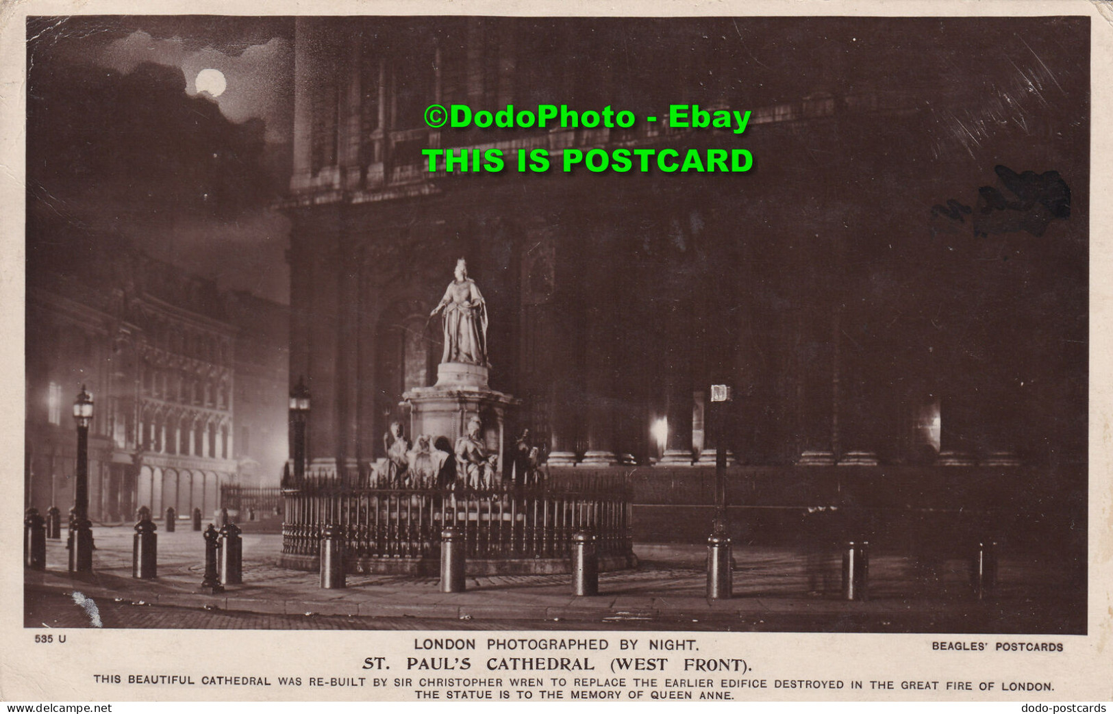 R385014 London Photographed By Night. St Pauls Cathedral West Front. 535 U. Beag - Sonstige & Ohne Zuordnung