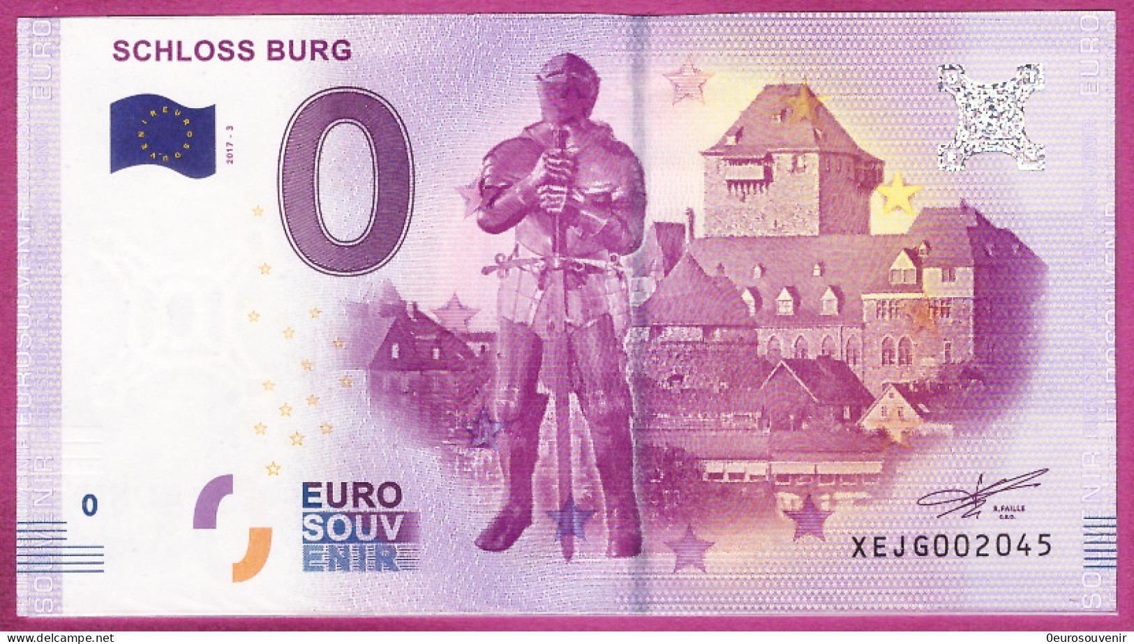 0-Euro XEJG 2017-3 SCHLOSS BURG S-2a Grün - Essais Privés / Non-officiels