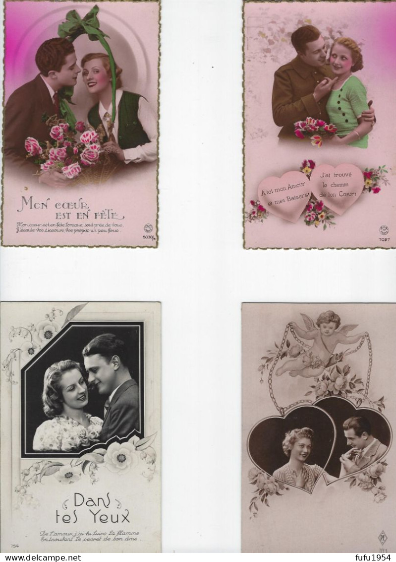 95B - LOT De 4 CPA - Carte Fantaisie - Couples - Paare