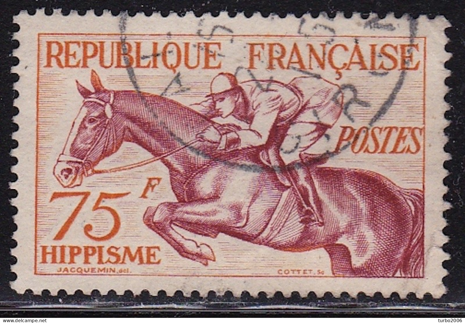 FRANCE 1953 Olympic Games Helsinki '52 Key Value 75 Fr. Horseriding Yvert 965 - Oblitérés