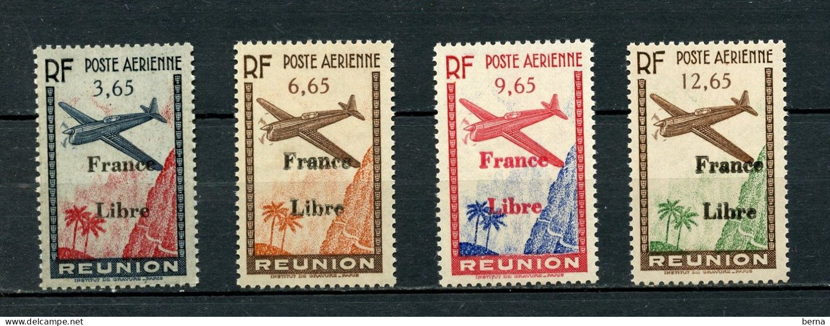 REUNION POSTE AERIENNE 24/27 FRANCE LIBRE  LUXE NEUF SANS CHARNIERE - Posta Aerea