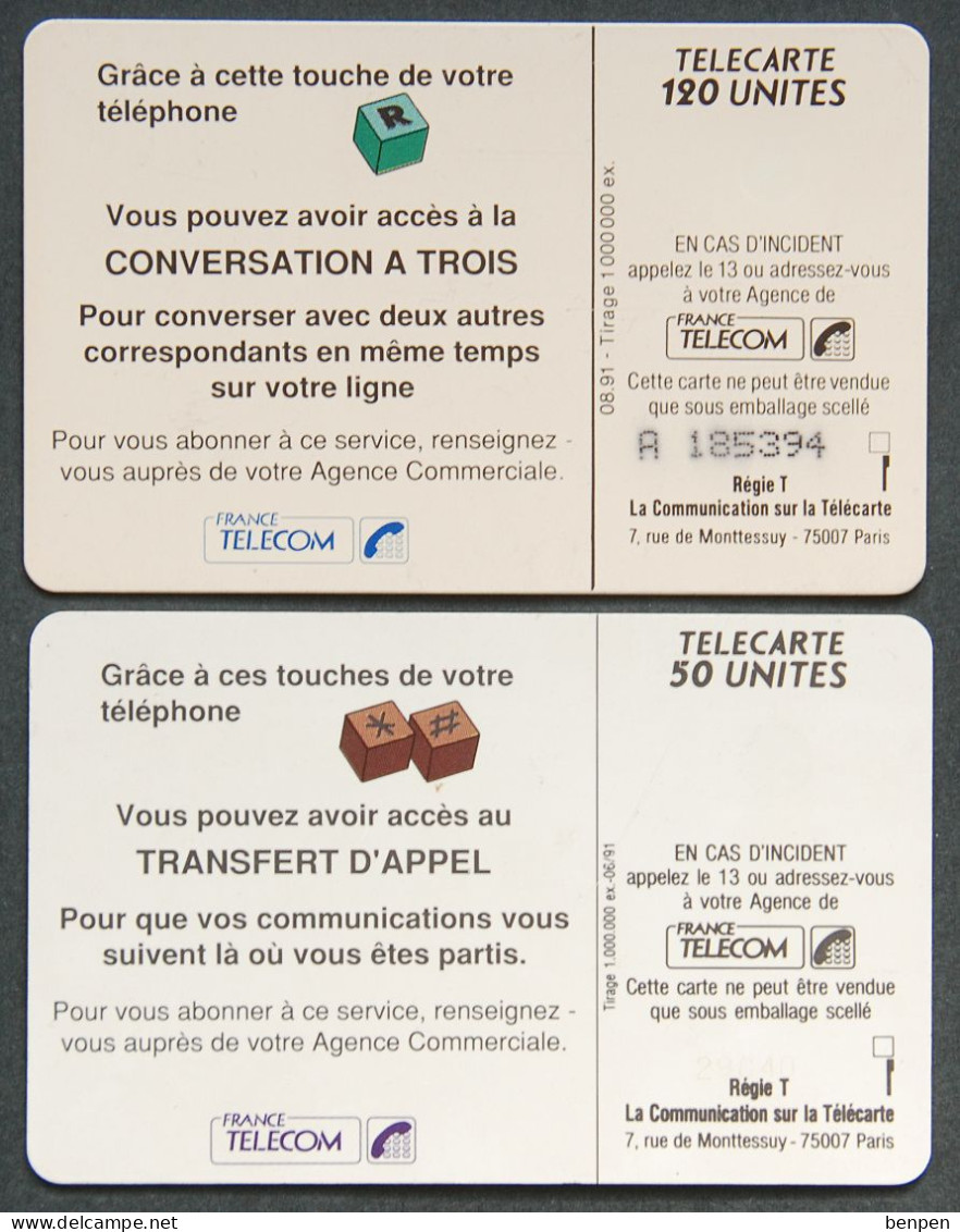 Télécartes Services Touches Etoile Dièse Transfert D'appel Conversation à Trois 1991 120U 50U France Télécom - Unclassified