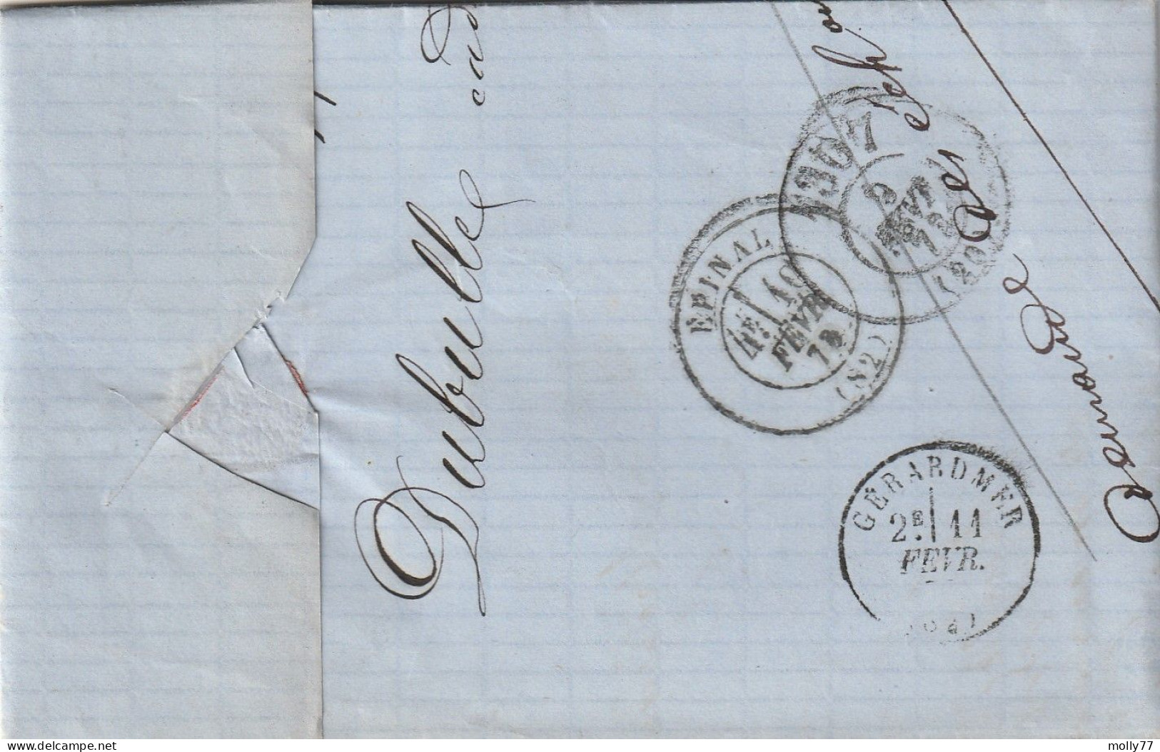 Lettre De Salins à Gérardmer LAC - 1849-1876: Classic Period