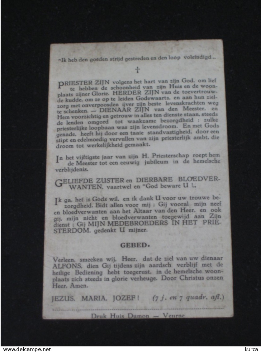 Bidprentje Pastoor DE BUSSCHERE °1887 Roeselare +1937  Veurne Priester Brugge Onderpastoor Oyghem Couckelaere Meulebeke - Devotion Images