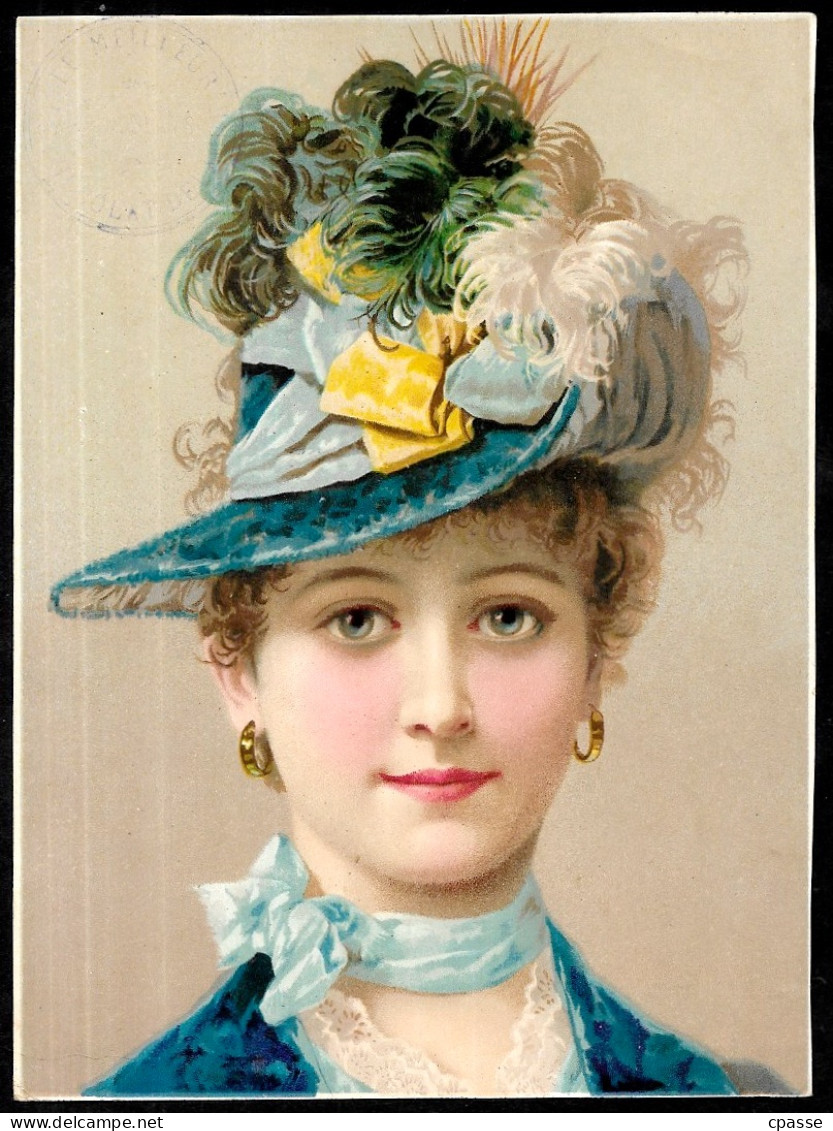 CHROMO Moyen Format - Portrait D'une Femme Coiffée D'un Grand Chapeau - Sonstige & Ohne Zuordnung
