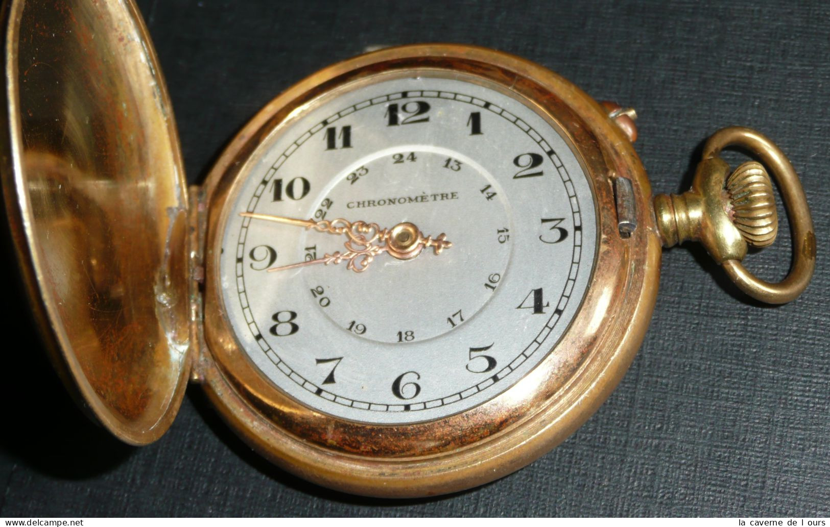 Rare Montre à / De Gousset Vintage Décor Art Nouveau, Chronomètre, Métal Doré - Watches: Bracket