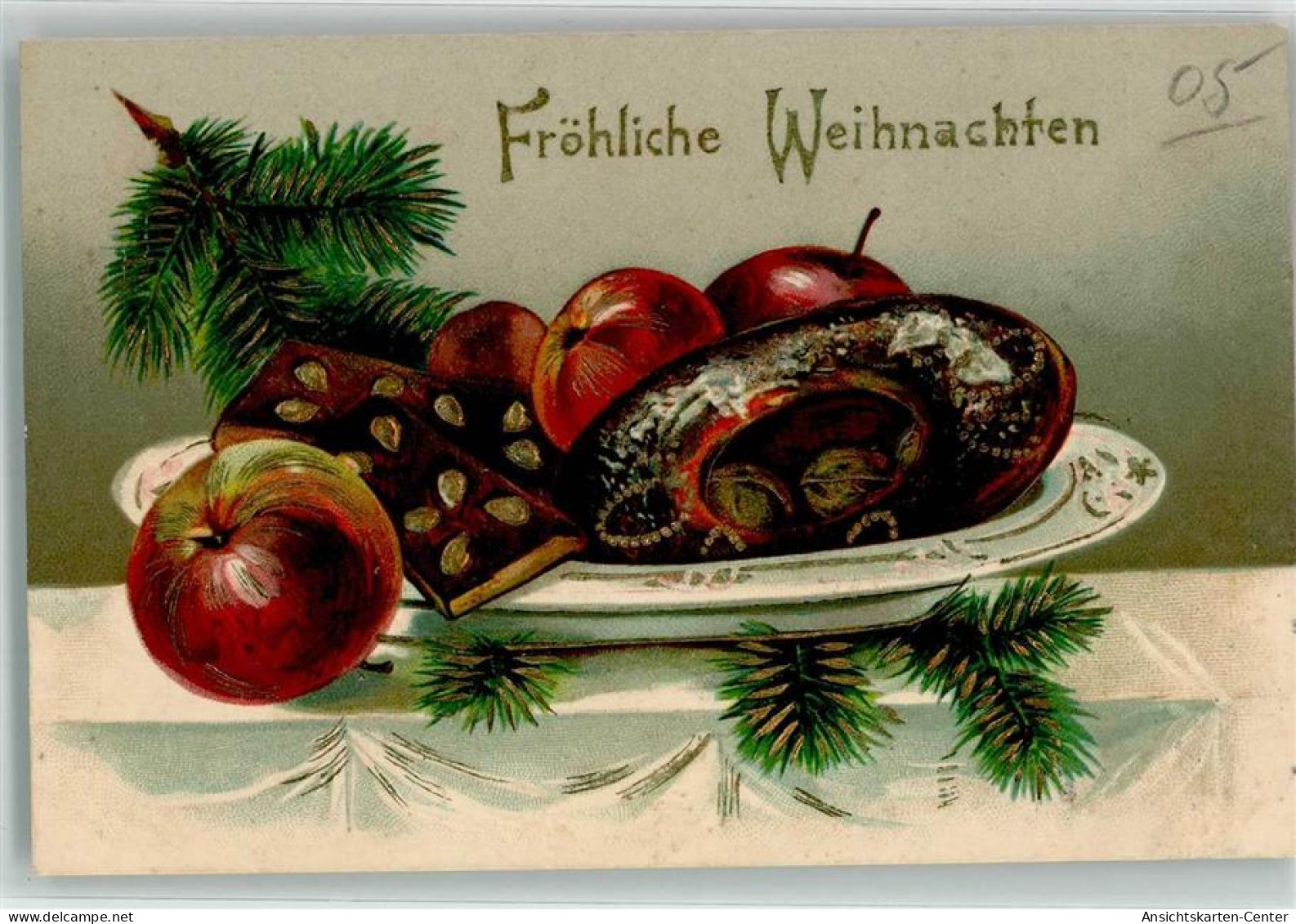 10684509 - Teller Gefuellt Mit Aepfeln Und Lebkuchen Lithographie - Other & Unclassified