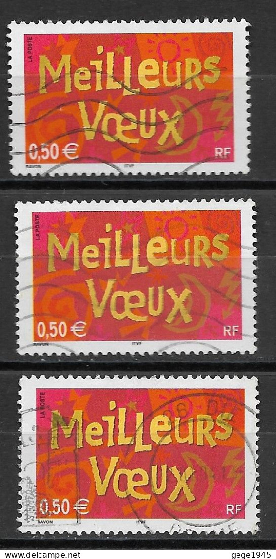 France 2003 Oblitéré N° 3623   ( 3 Exemplaires )   "  Meilleurs Voeux  " - Used Stamps