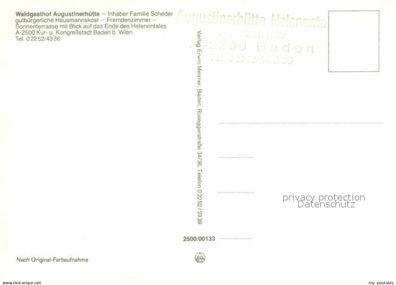 72761891 Baden Wien Waldgasthof Augistinerh?tte Baden - Andere & Zonder Classificatie