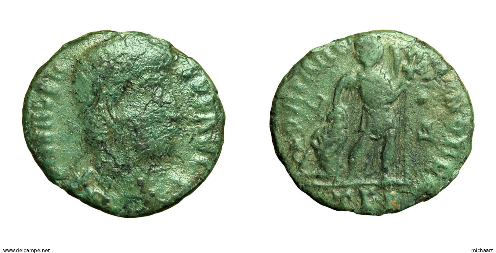 Roman Coin Valentinian I AE3 Thessalonica Nummus Gloria Romanorum Emperor 04133 - La Caduta Dell'Impero Romano (363 / 476)
