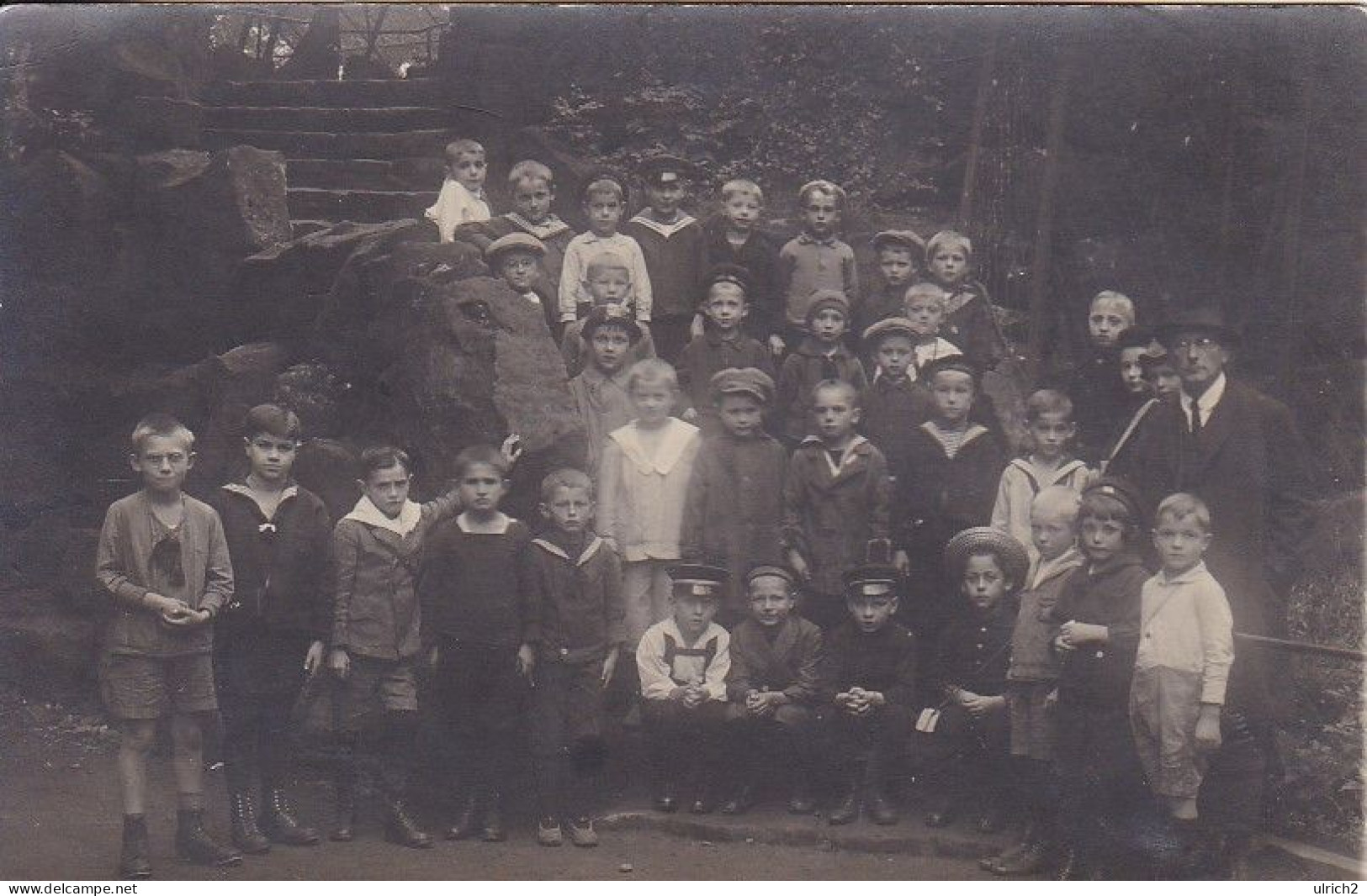 AK Foto Gruppe Kinder Bei Ausflug - Ca. 1910 (69404) - Groupes D'enfants & Familles