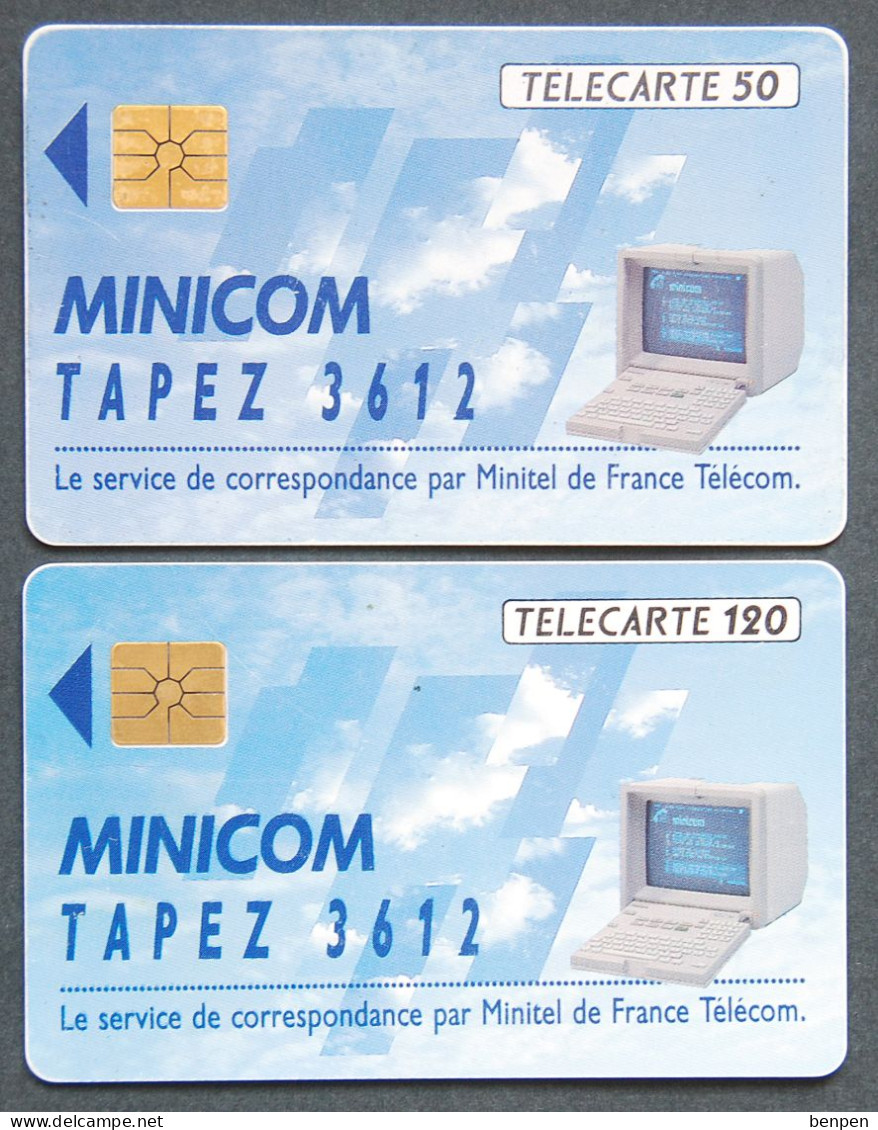 Télécartes MINICOM Tapez 3612 Service Minitel 1992 échanger Des Messages 120U 50U Agence France Télécom - Unclassified