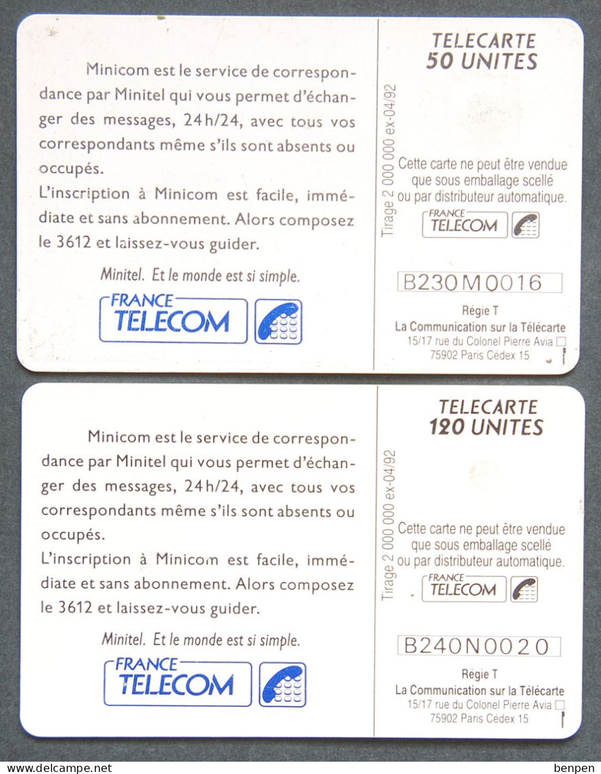 Télécartes MINICOM Tapez 3612 Service Minitel 1992 échanger Des Messages 120U 50U Agence France Télécom - Unclassified