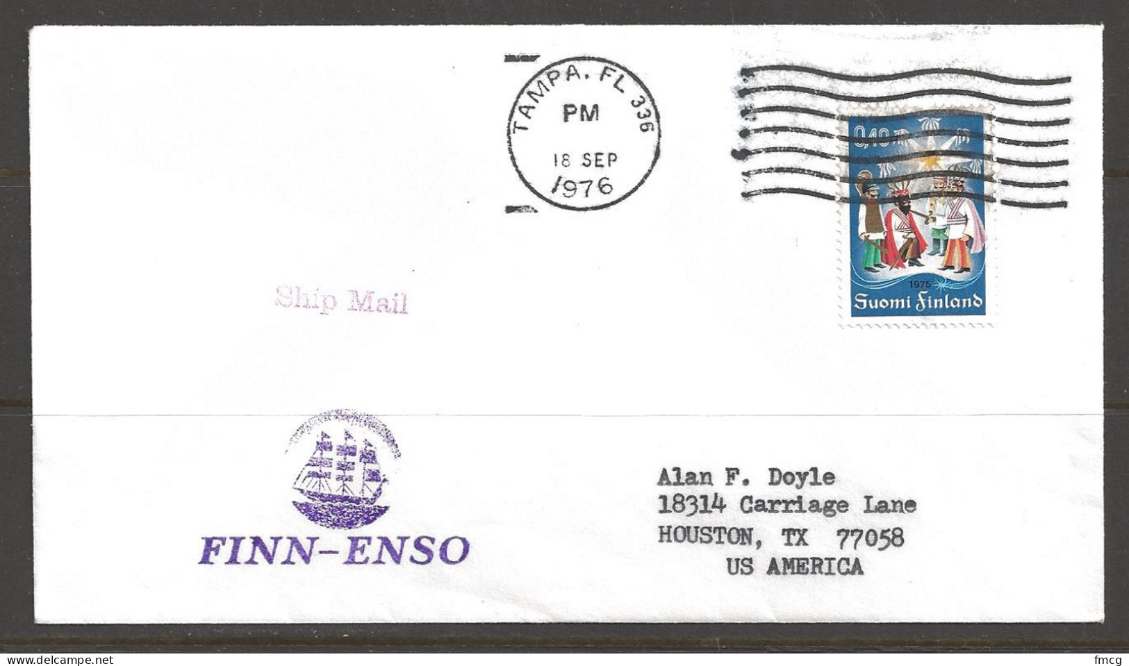 1976 Paquebot Cover Finland Stamp Used In Tampa Florida (18 Sep) - Storia Postale