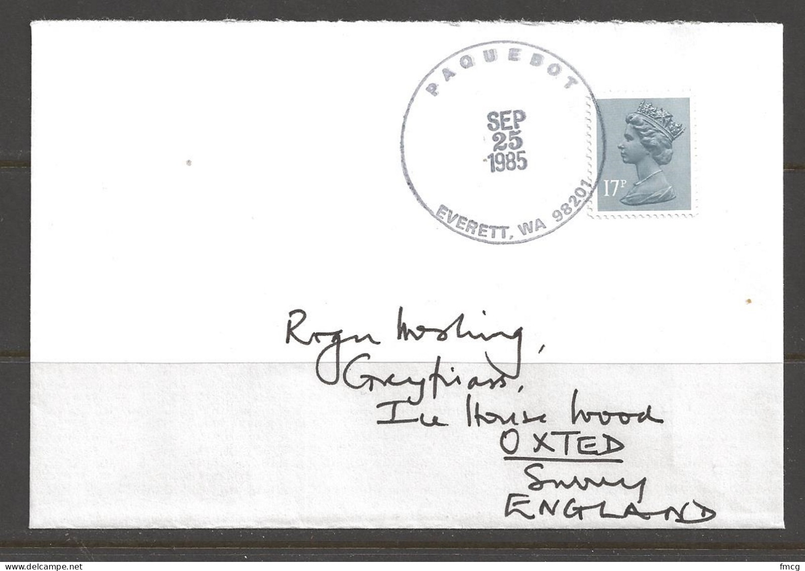 1985 Paquebot Cover, British Stamp Used In Everett, Washington - Covers & Documents