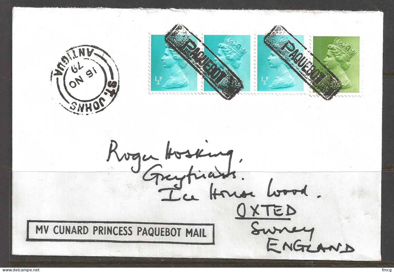 1979 Paquebot Cover, British Stamp Used In St. Johns Antigua - Storia Postale