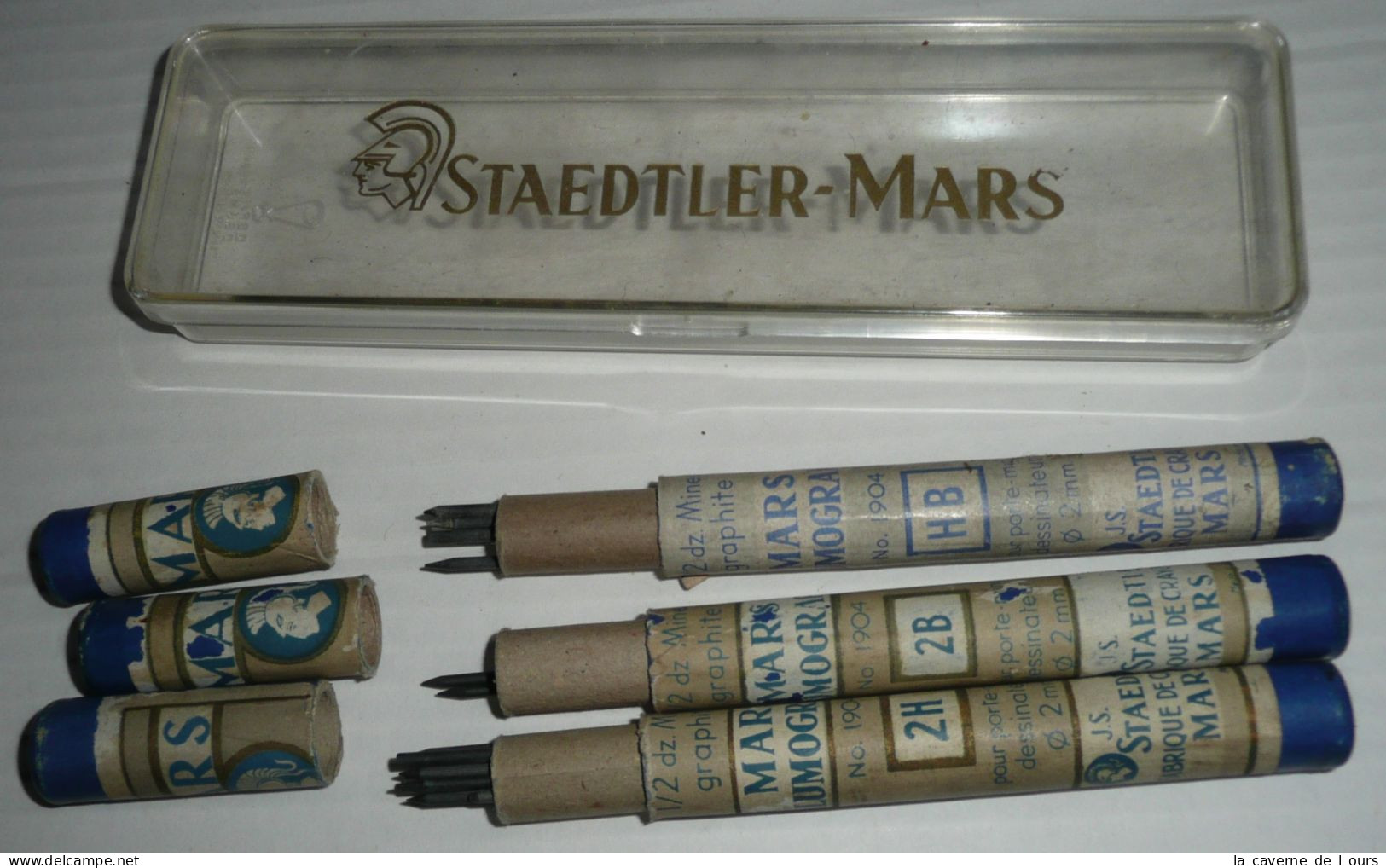 Rare Lot De 3 Anciennes Boites De Mines Usagées Staedtler-Mars Pour Stylo Porte-mine - Sonstige & Ohne Zuordnung