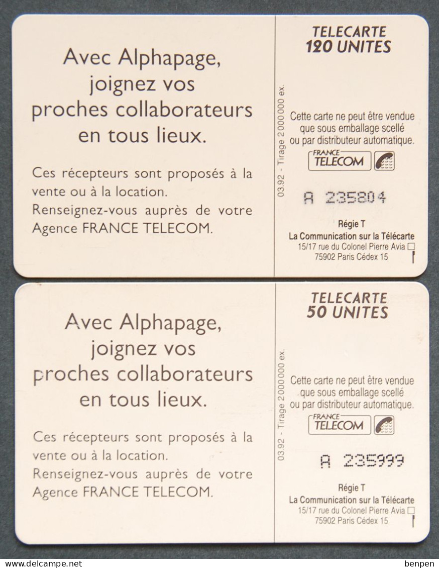 Télécartes ALPHAPAGE Vous Bougez Et Le Monde Vous Suit 1992 Proches Collaborateurs 120U 50U Agence France Télécom - Sin Clasificación