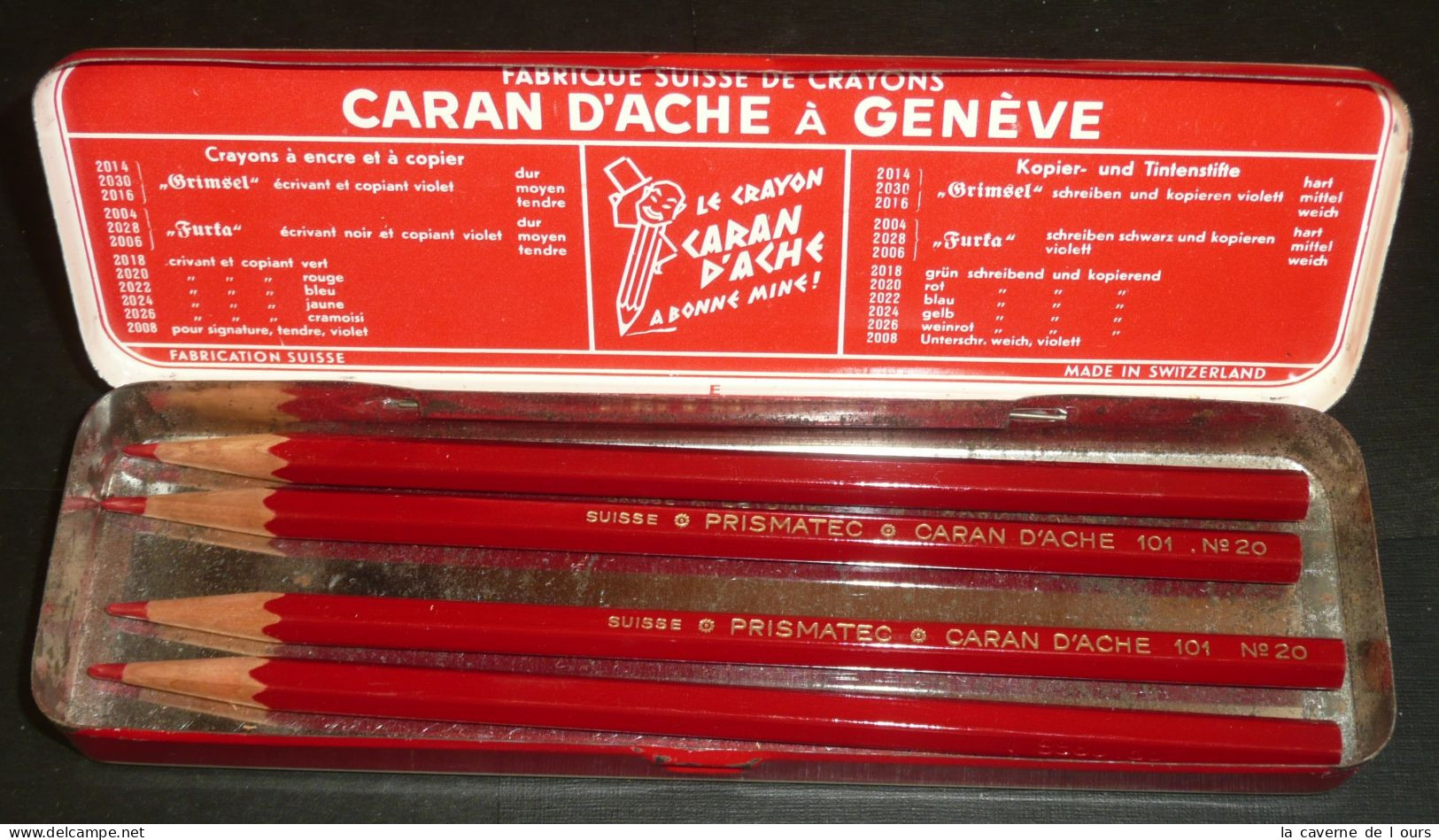 Rare Ancienne Boite De Crayons Rouge CARAN D'ACHE Genève Suisse Prismatec 101 - Sonstige & Ohne Zuordnung