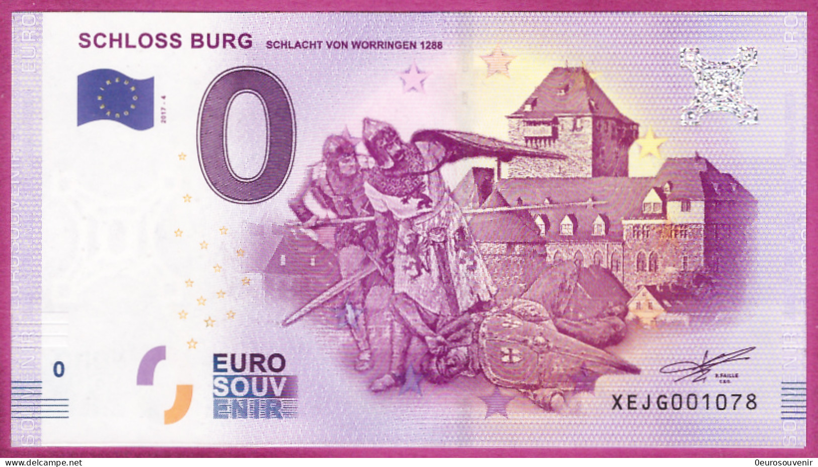 0-Euro XEJG 2017-4 SCHLOSS BURG SCHLACHT VON WORRINGEN 1288 - S-11 XOX - Essais Privés / Non-officiels