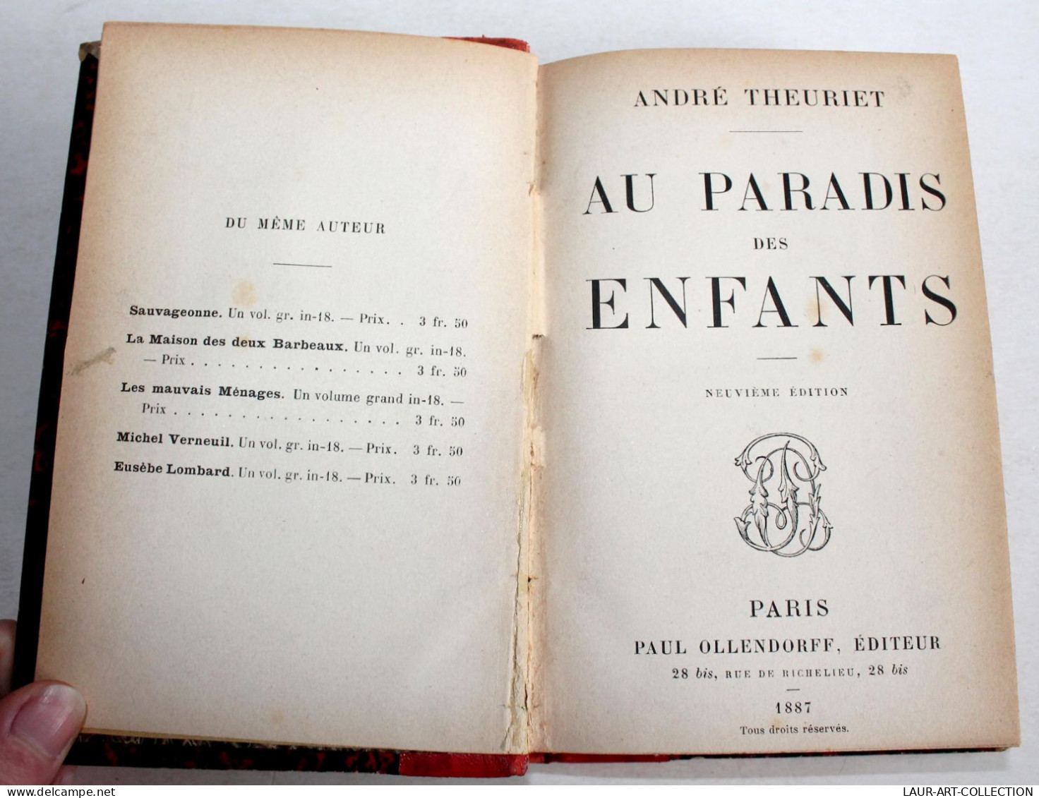 AU PARADIS DES ENFANTS Par ANDRE THEURIET, 9e EDITION 1887 OLLENDORFF EDITEUR / LIVRE ANCIEN XIXe SIECLE (2204.142) - 1801-1900