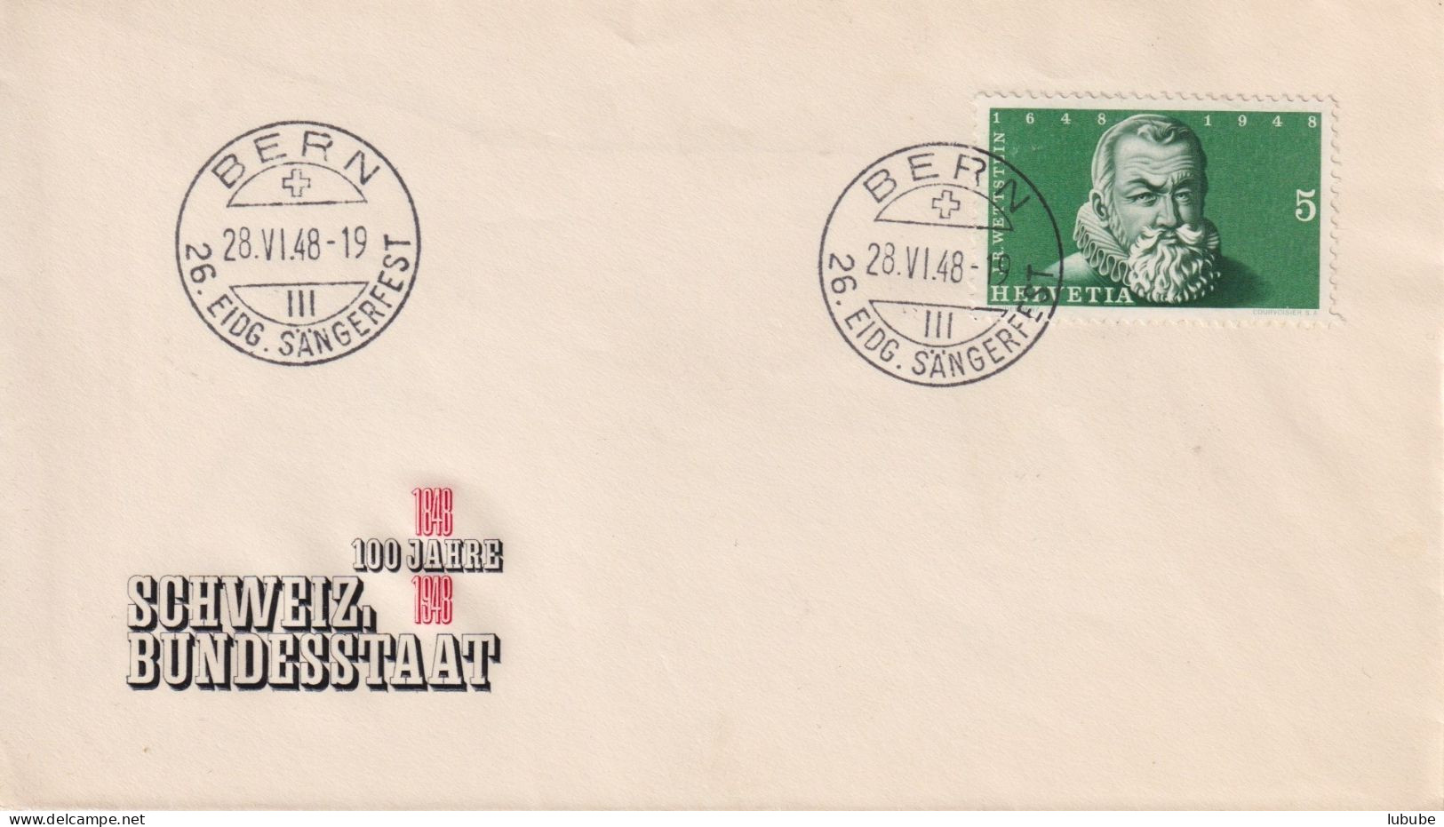 Sonderstempel  "26.Eidg.Sängerfest, Bern"       1948 - Lettres & Documents