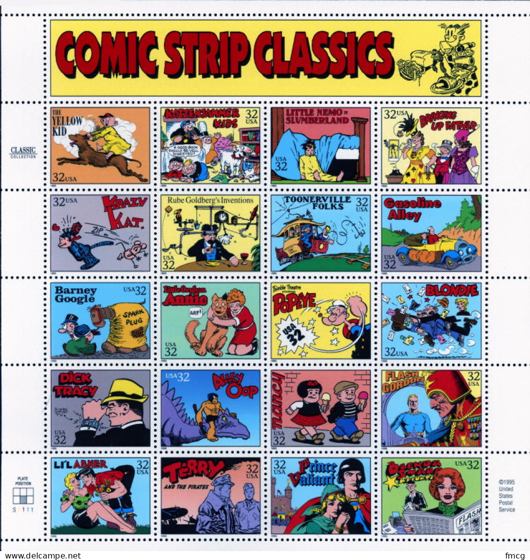 1995 Comic Strip Classics - Sheet Of 20, Mint Never Hinged - Nuovi