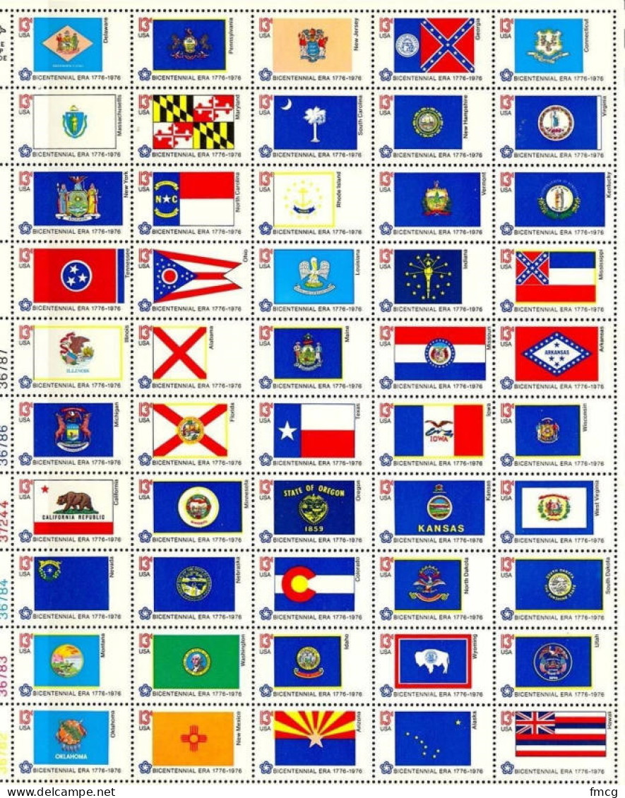 1976 Bicentennial State Flags - Sheet Of 50, Mint Never Hinged - Nuovi