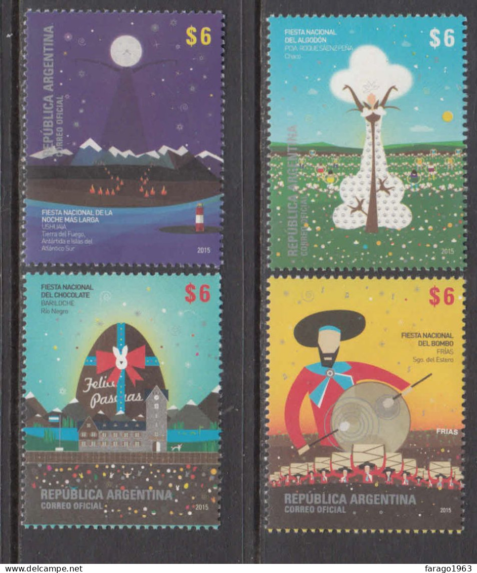 2015 Argentina Festivals Chocolate Music Complete Set Of 4  MNH - Unused Stamps