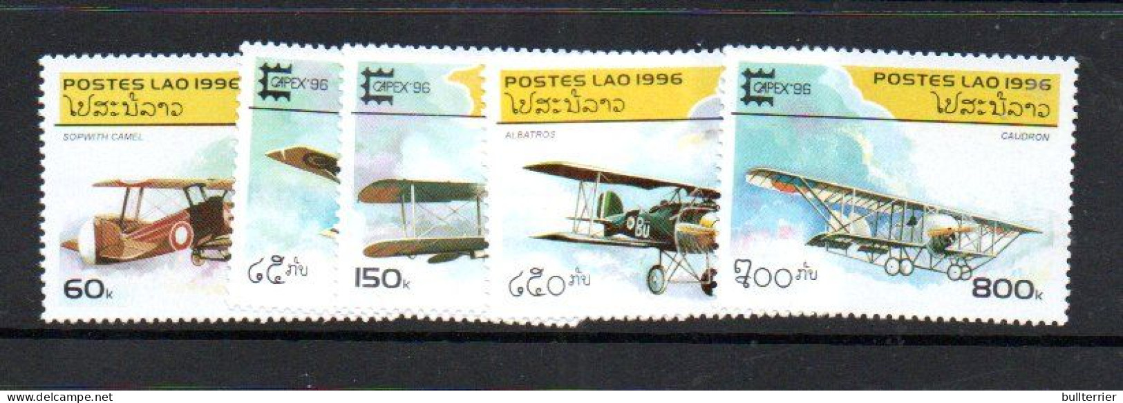 LAOS - 1996 - CAPEX  AIRCRAFT SET OF 5  MINT NEVER HINGED - Laos