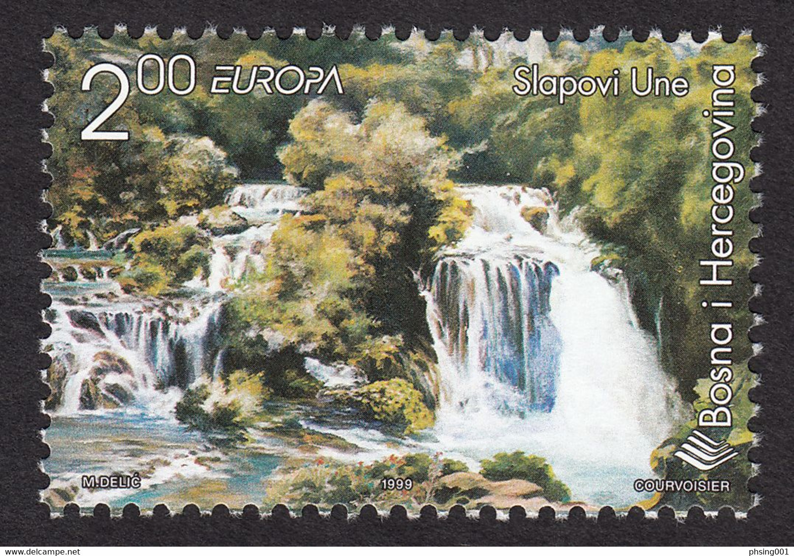 Bosnia And Herzegovina 1999 Europa CEPT National Parks Una Falls Waterfall, MNH - Bosnia And Herzegovina