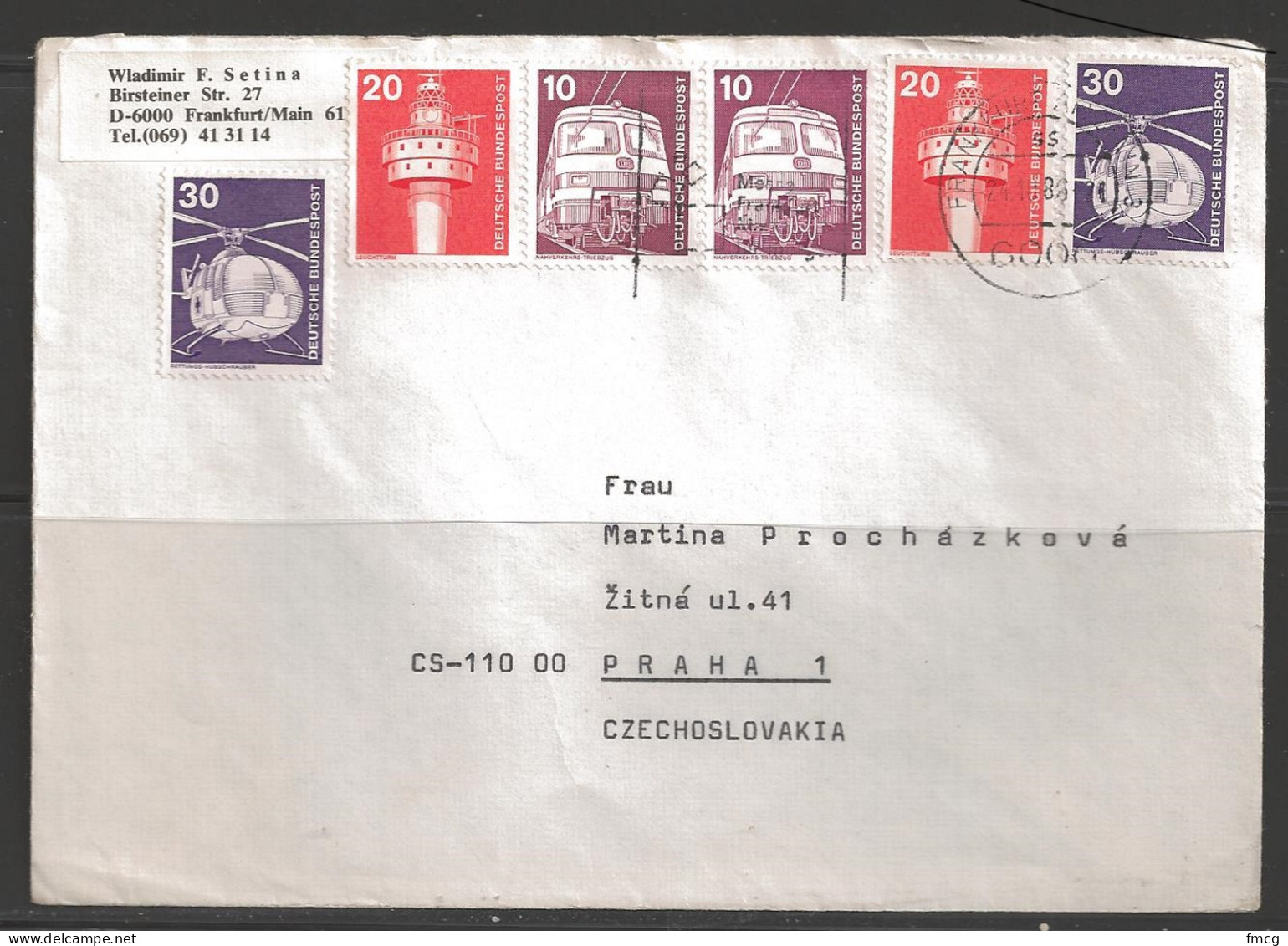 1986 Frankfurt 24.10.86 To Praha Czechoslovakia - Covers & Documents