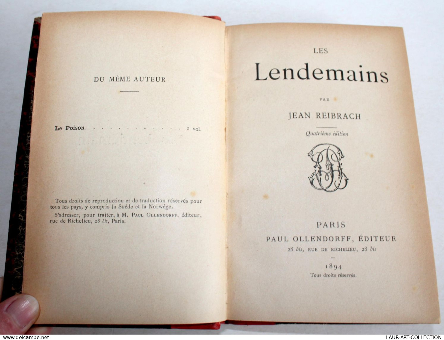 RARE! LES LENDEMAINS Par JEAN REIBRACH 4e EDITION 1894 OLLENDORFF EDITEUR / LIVRE ANCIEN XIXe SIECLE (2204.145) - 1801-1900