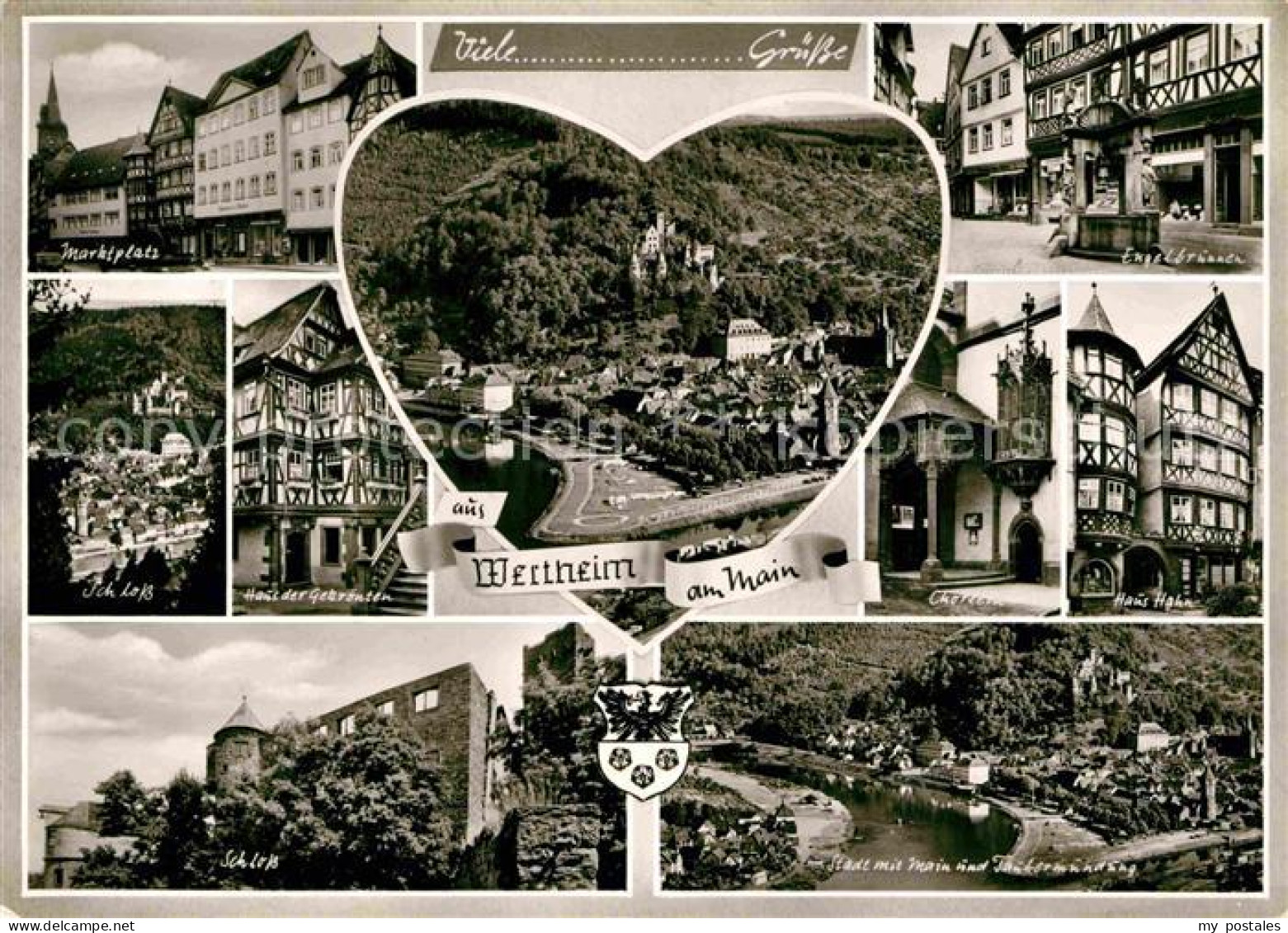 72760394 Wertheim Main Marktplatz Engelbrunnen Schloss Fachwerkhaeuser Fliegerau - Wertheim