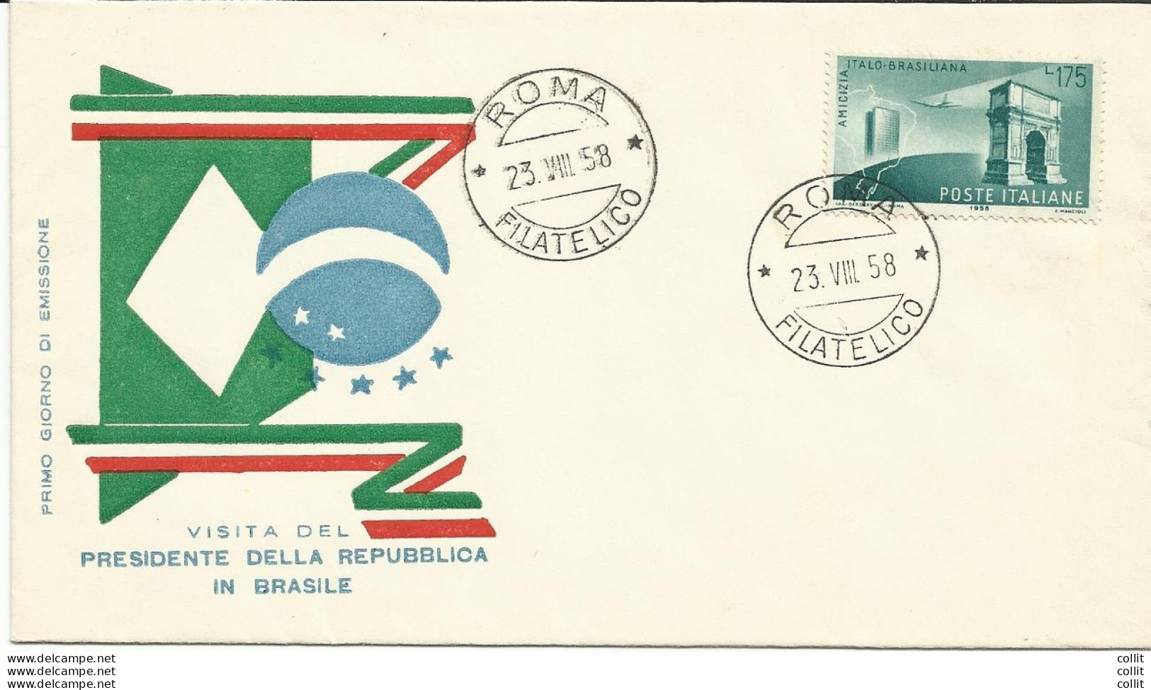 Amicizia Italo Brasiliana N. 837 Su Busta FDC Venetia Club Venezia - FDC