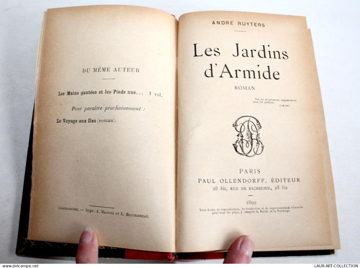 RARE! LES JARDINS D'ARMID,E ROMAN Par ANDRE RUYTERS 1899 OLLENDORFF EDITEUR / LIVRE ANCIEN XIXe SIECLE (2204.147) - 1801-1900